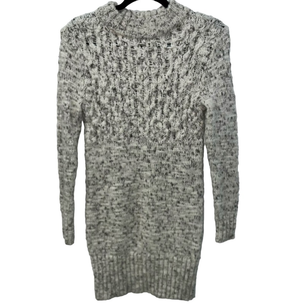 American Eagle Outfitters Mock Neck Wool Blend Cream Grey Sweater Dress | Small